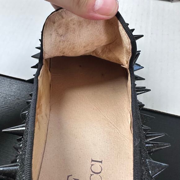 Mens Ferucci black slippers slides loafers flats crystal GZ Rhinestones size 9 - Picture 9 of 11